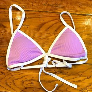 Lavender and white swimsuit